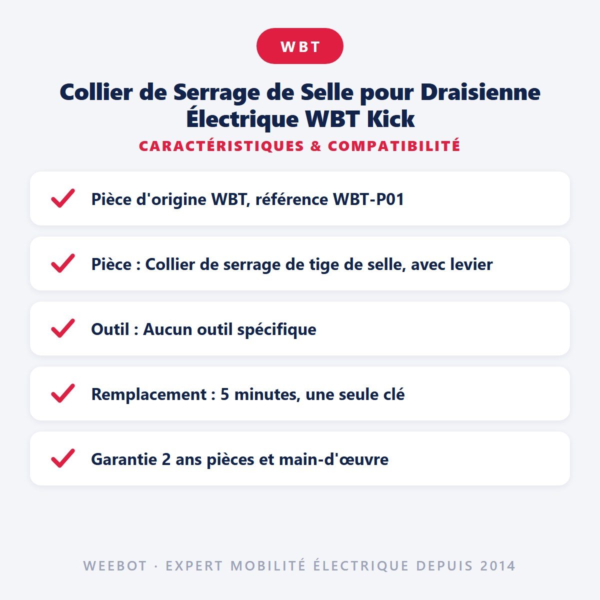 Collier de Serrage de Selle pour Draisienne Électrique WBT Kick - Weebot