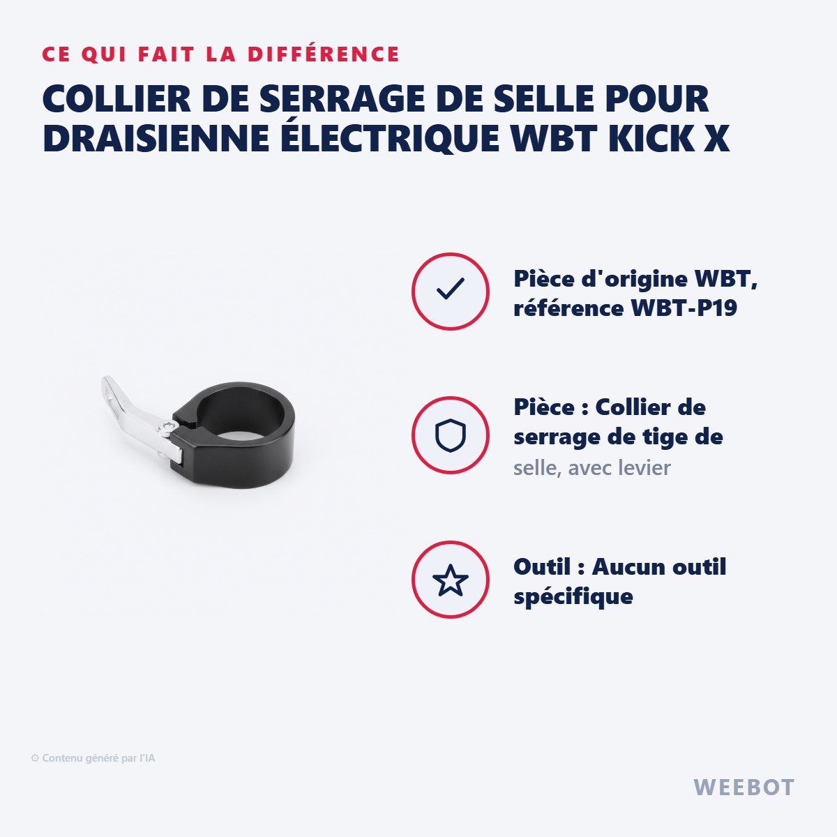 Collier de Serrage de Selle pour Draisienne Électrique WBT Kick X - Weebot