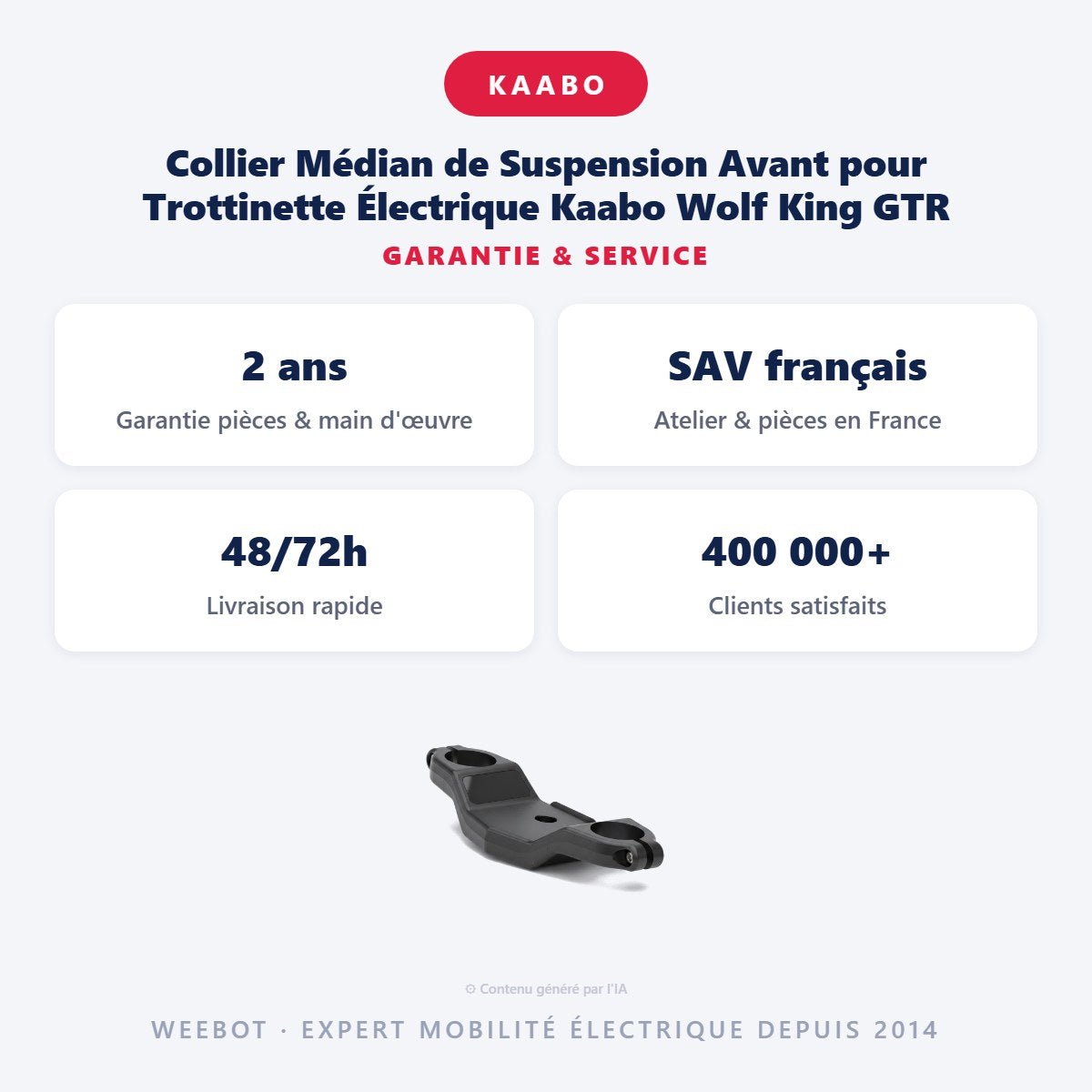 Collier Médian de Suspension Avant pour Trottinette Électrique Kaabo Wolf King GTR - Weebot