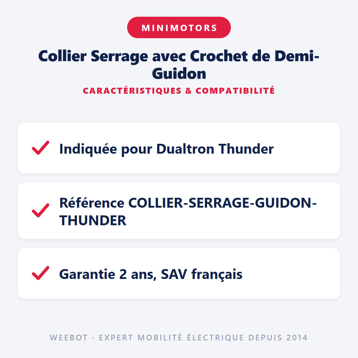 Collier Serrage avec Crochet de Demi-Guidon pour Trottinette Electrique Dualtron Thunder - Weebot