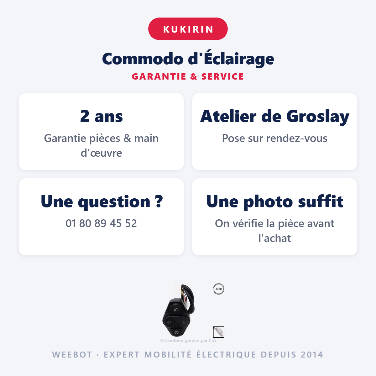 Commodo d'Éclairage : garantie 2 ans et service après-vente