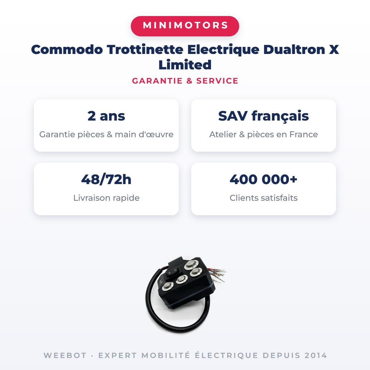 Commodo Trottinette Electrique Dualtron X Limited — garantie 2 ans pièces et main d'œuvre : SAV français, livraison en 48/72h