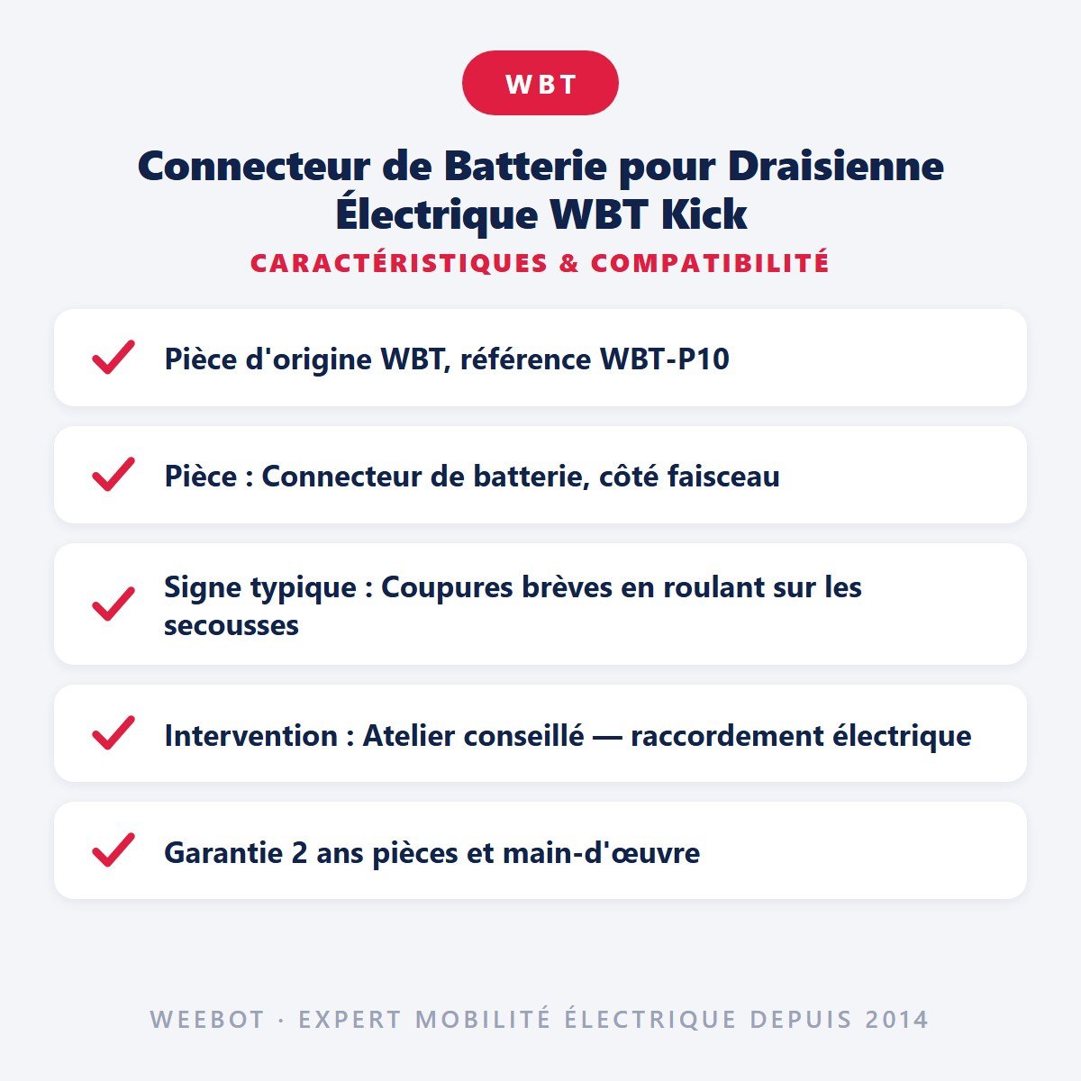 Connecteur de Batterie pour Draisienne Électrique WBT Kick - Weebot