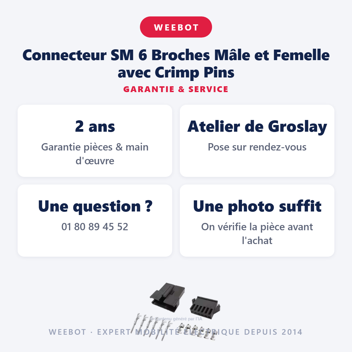 Connecteur SM 6 Broches Mâle et Femelle avec Crimp Pins : garantie 2 ans et service après-vente
