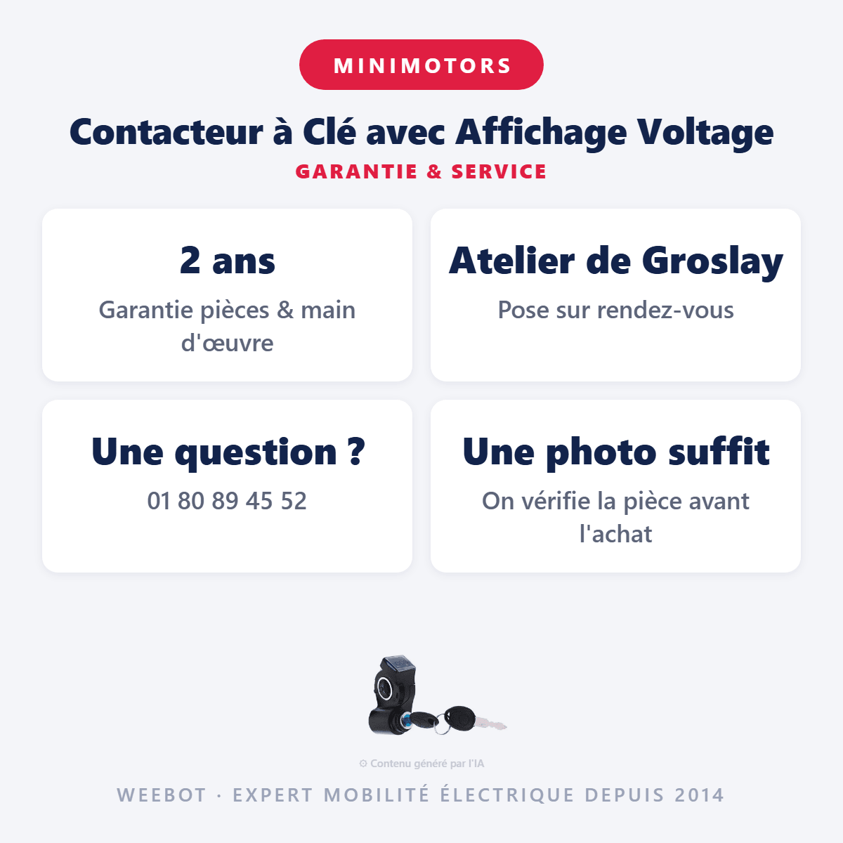 Contacteur à Clé avec Affichage Voltage pour Trottinette Electrique Blade X - Weebot