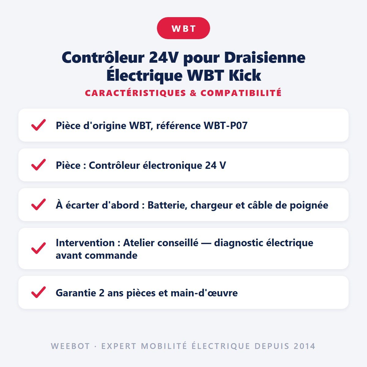 Contrôleur 24V pour Draisienne Électrique WBT Kick - Weebot