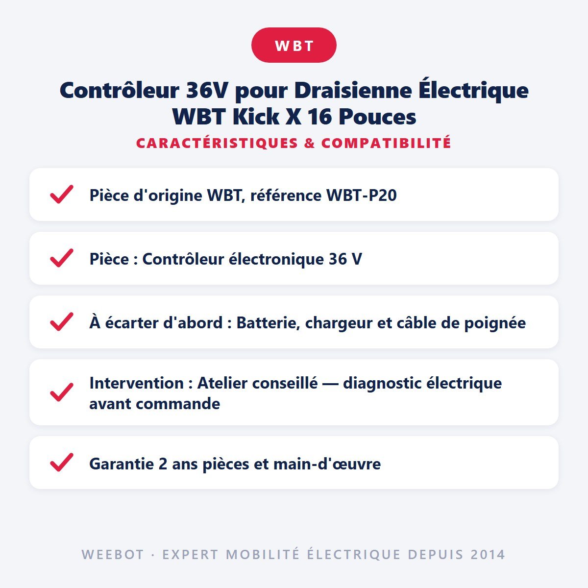 Contrôleur 36V pour Draisienne Électrique WBT Kick X 16 Pouces - Weebot