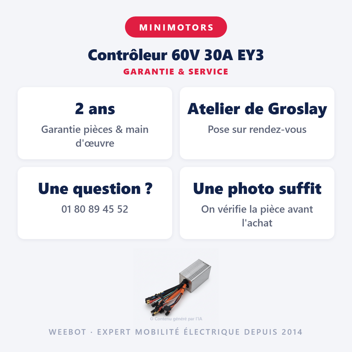 Contrôleur 60V 30A EY3 : garantie 2 ans et service après-vente