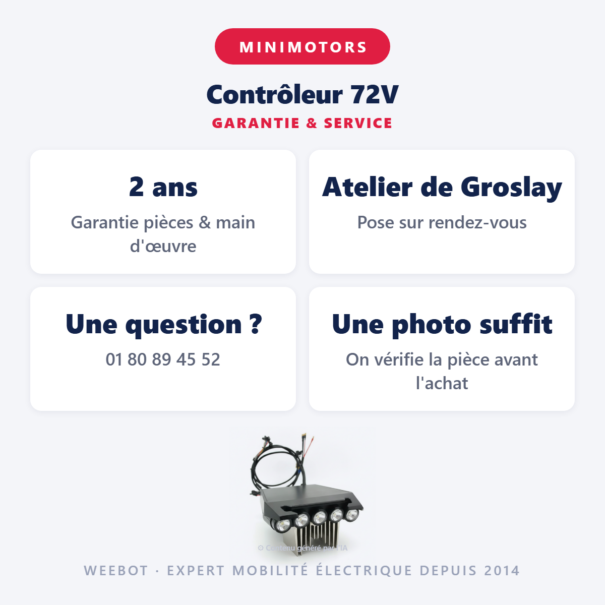 Contrôleur 72V : garantie 2 ans et service après-vente