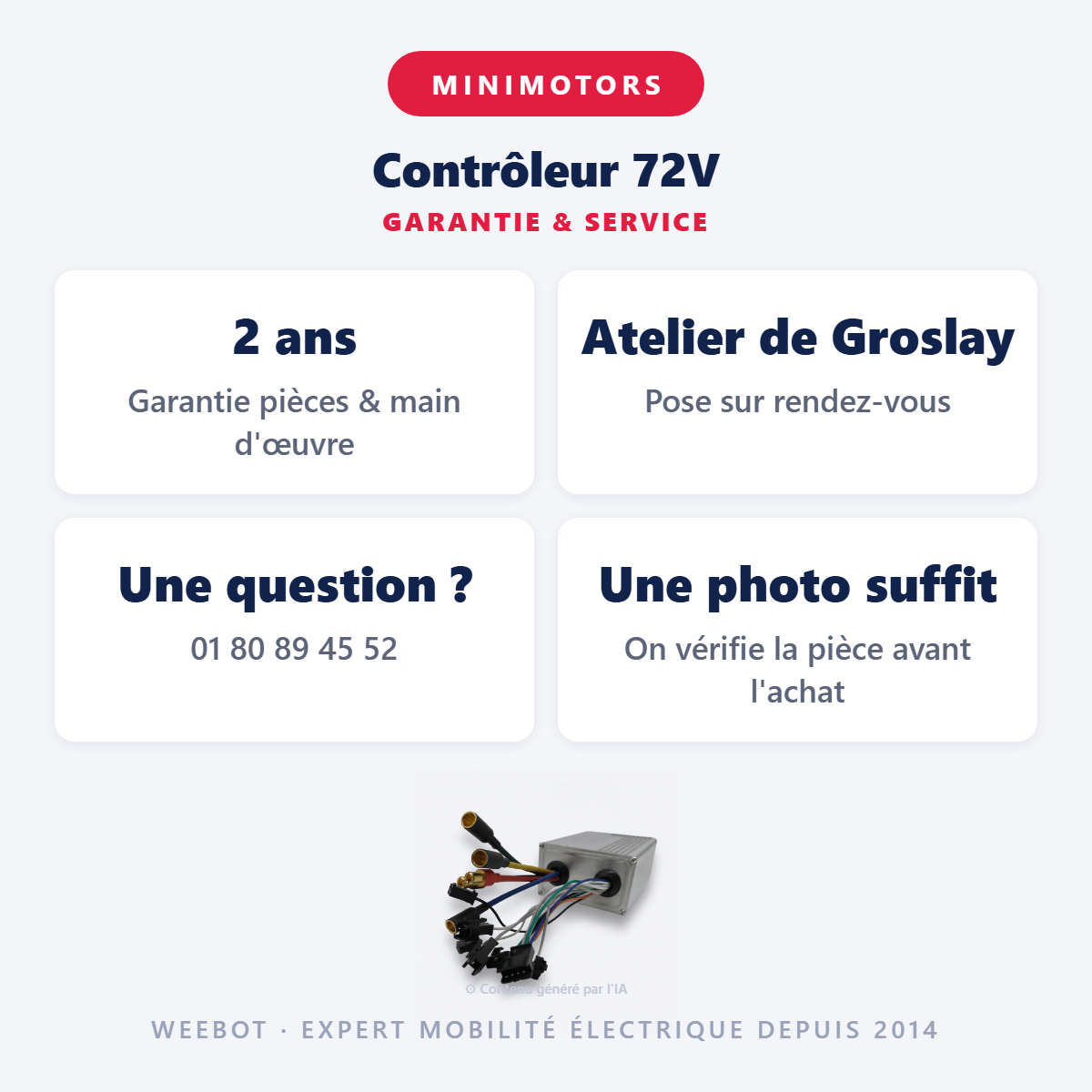 Contrôleur 72V : garantie 2 ans et service après-vente