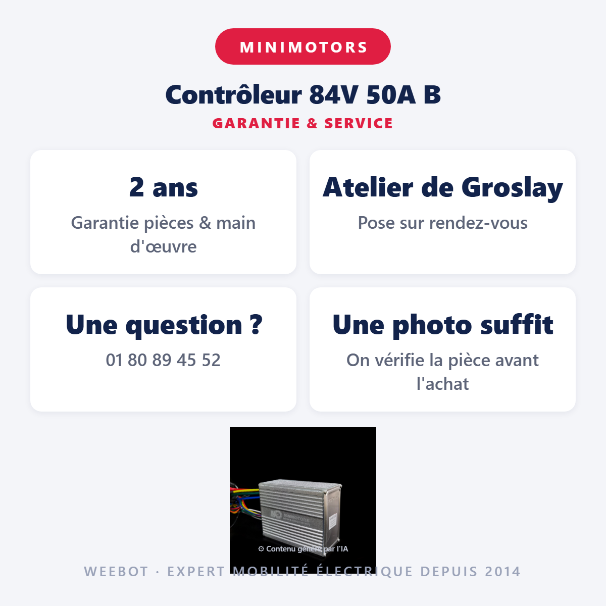 Contrôleur 84V 50A B : garantie 2 ans et service après-vente