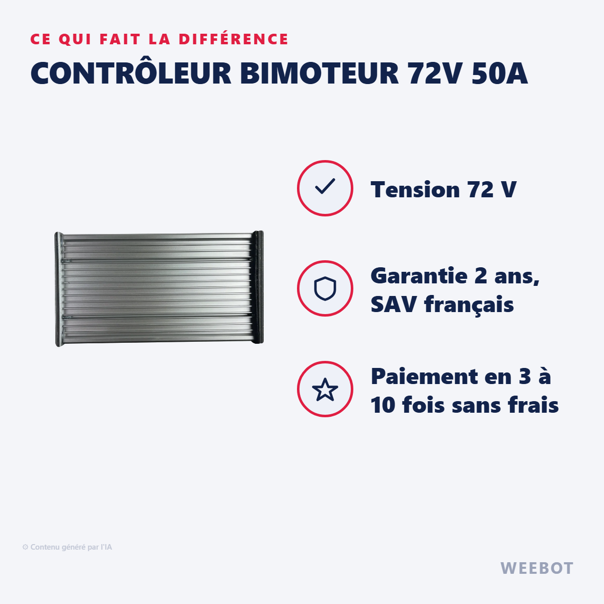 Contrôleur Bimoteur 72V 50A : les points forts