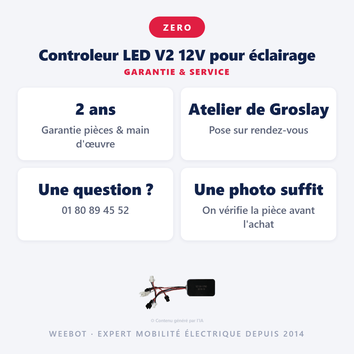 Controleur LED V2 12V pour éclairage pour Trottinette Électrique Z8 Z9 Z10 - Weebot