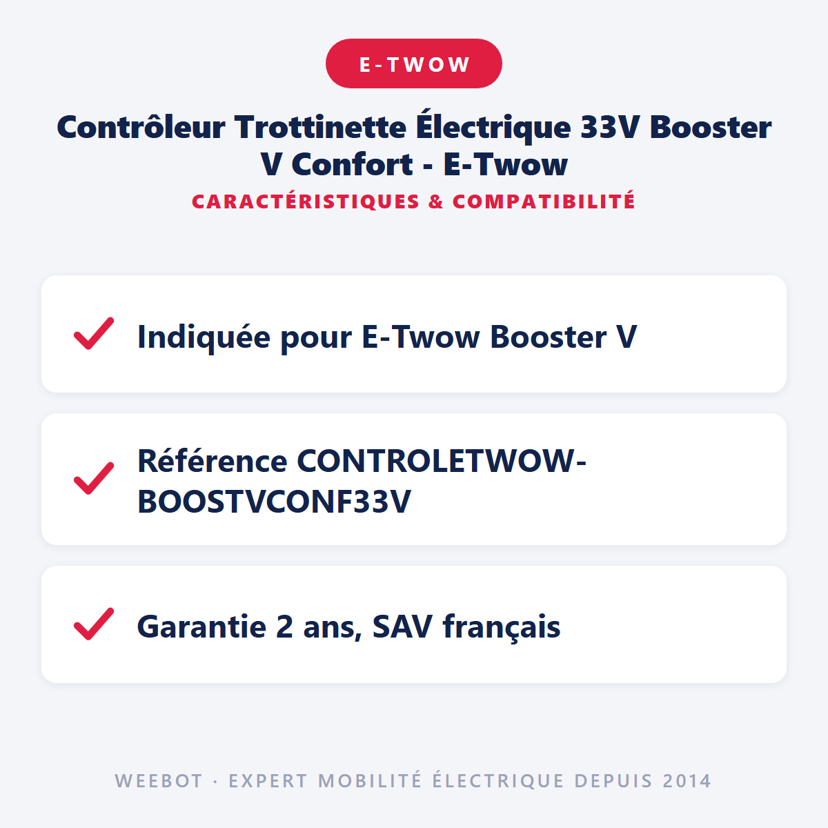 Contrôleur Trottinette Électrique 33V Booster V Confort - E-Twow : caractéristiques et compatibilité