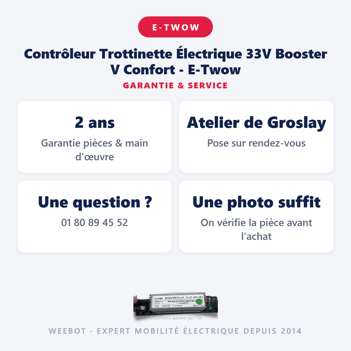 Contrôleur Trottinette Électrique 33V Booster V Confort - E-Twow : garantie 2 ans et service après-vente