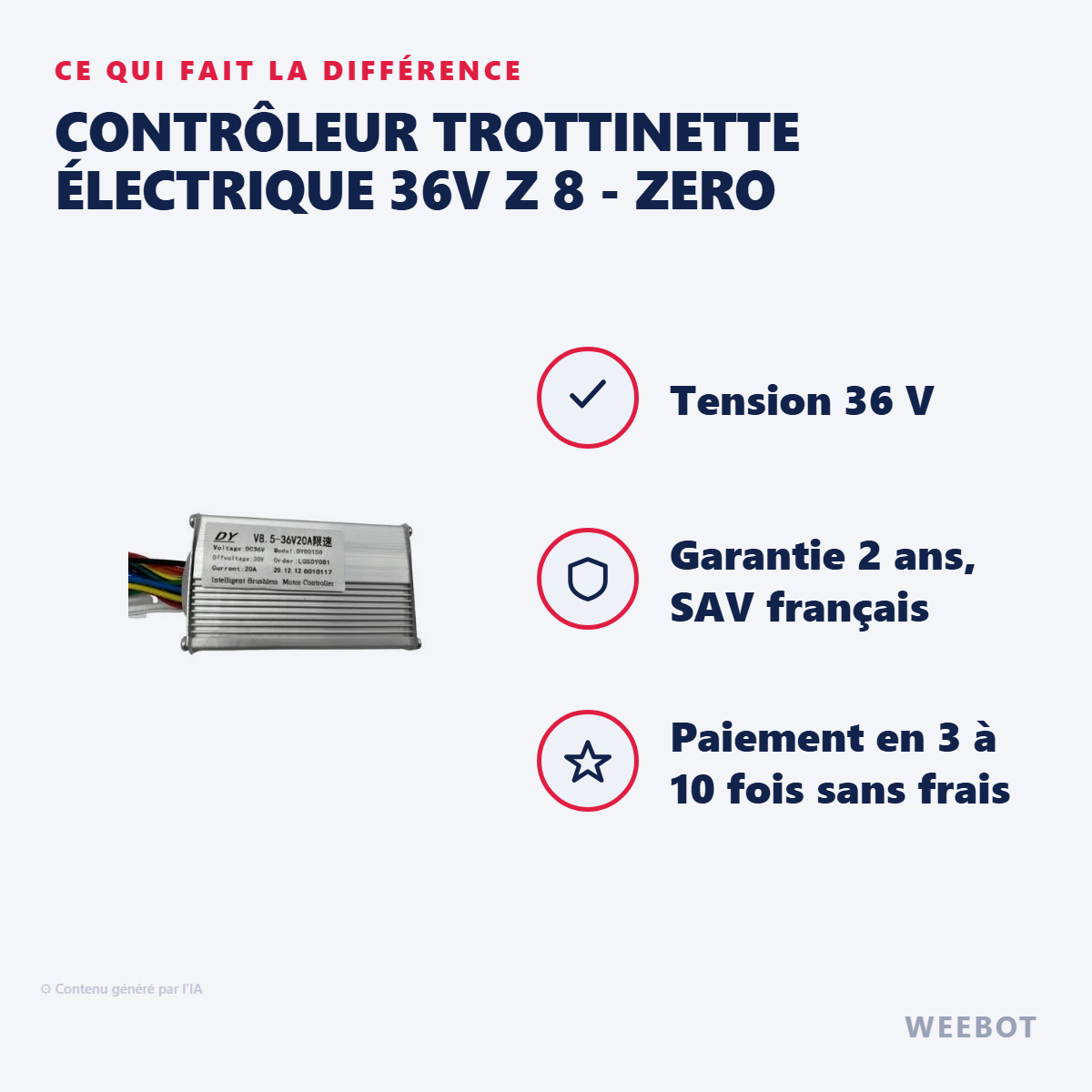 Contrôleur Trottinette Électrique 36V Z 8 - Zero : les points forts