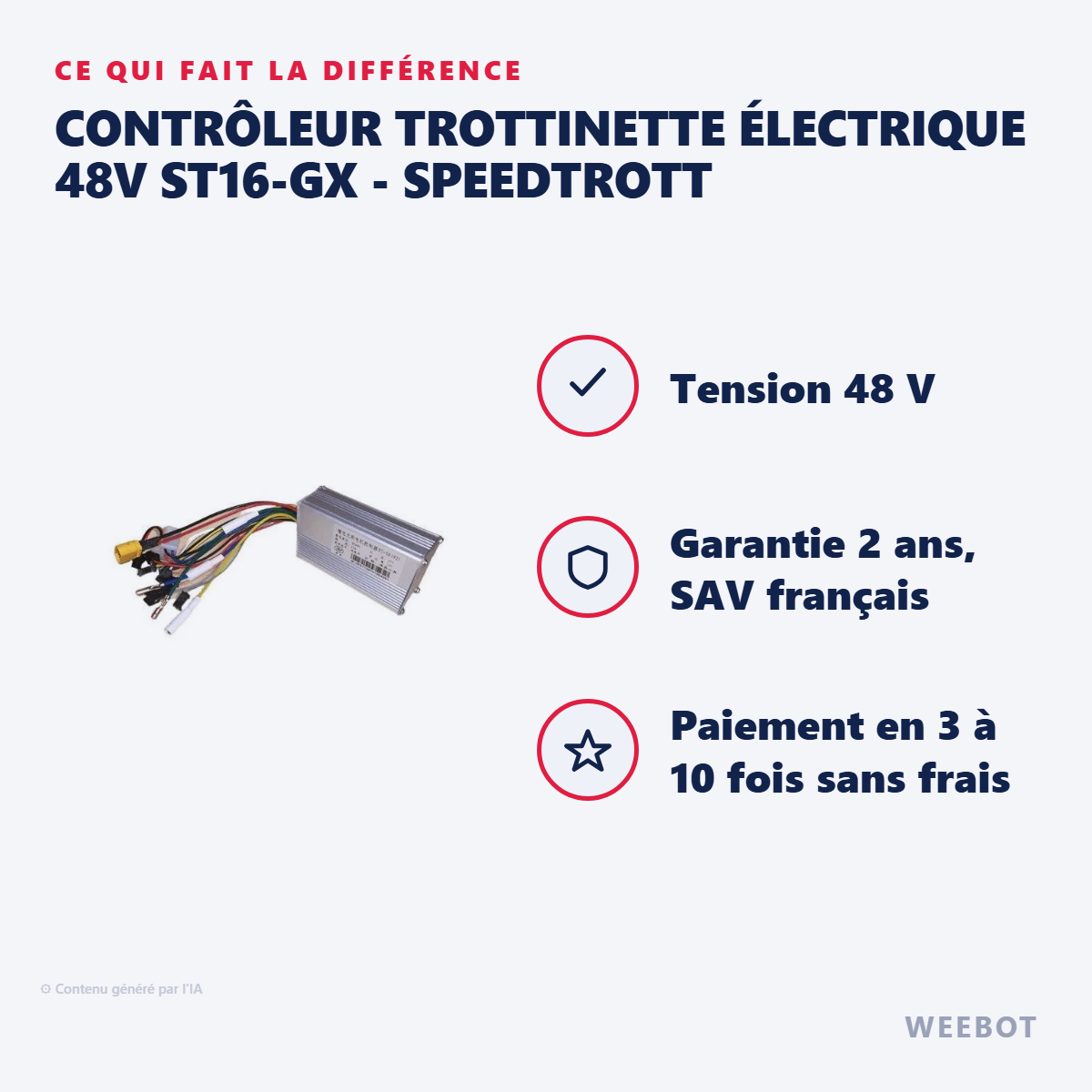 Contrôleur Trottinette Électrique 48V ST16-GX - SpeedTrott : les points forts