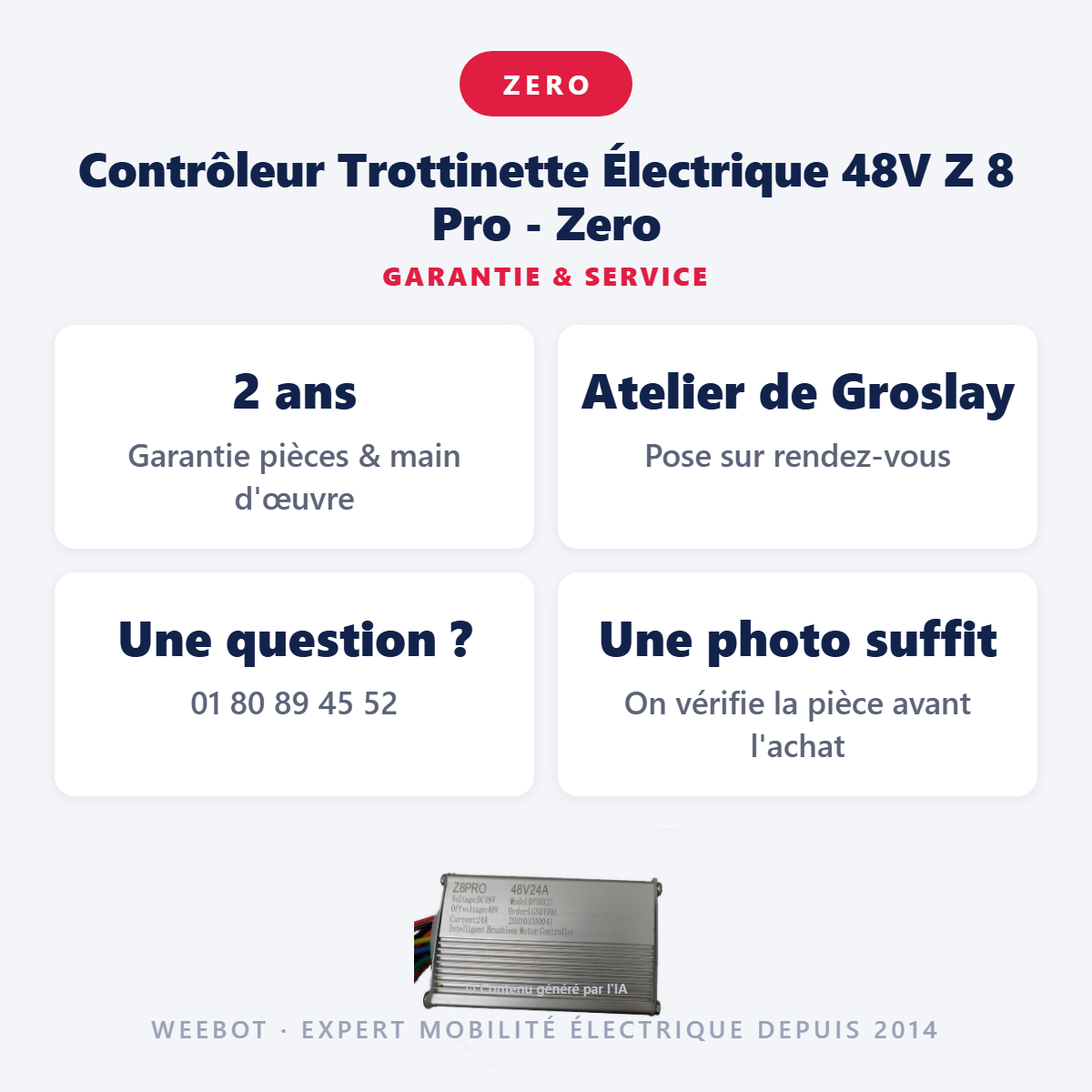 Contrôleur Trottinette Électrique 48V Z 8 Pro - Zero : garantie 2 ans et service après-vente