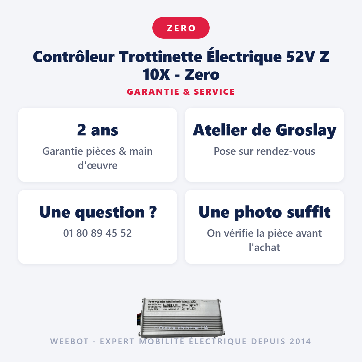 Contrôleur Trottinette Électrique 52V Z 10X - Zero : garantie 2 ans et service après-vente