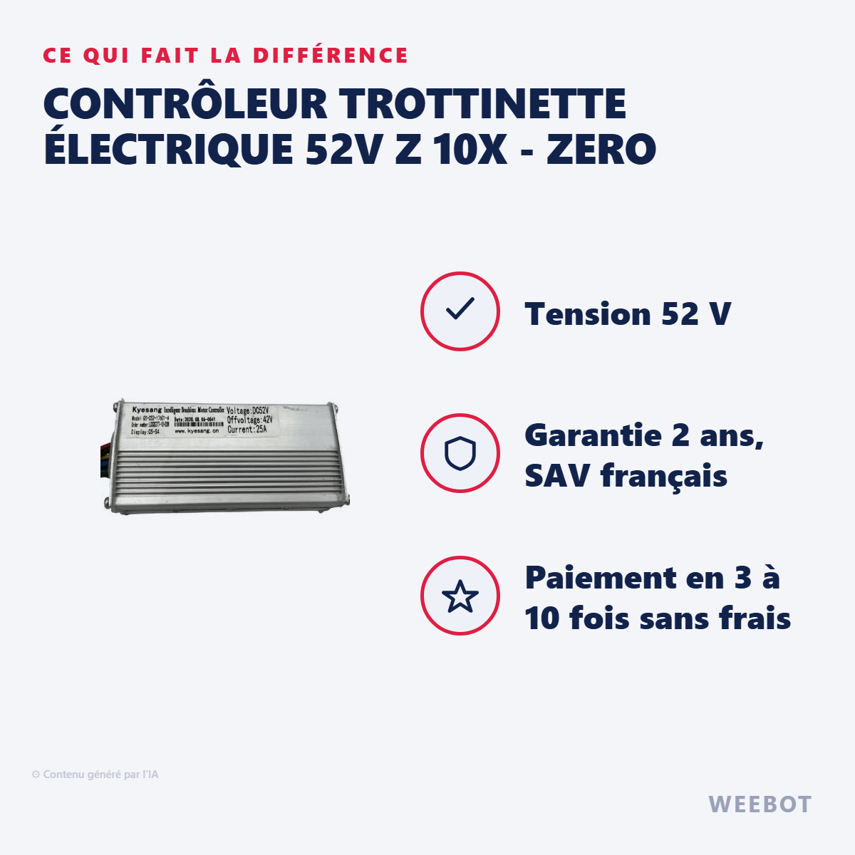 Contrôleur Trottinette Électrique 52V Z 10X - Zero : les points forts
