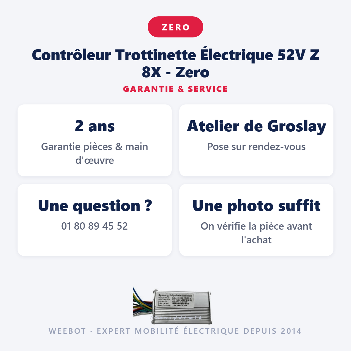 Contrôleur Trottinette Électrique 52V Z 8X - Zero : garantie 2 ans et service après-vente