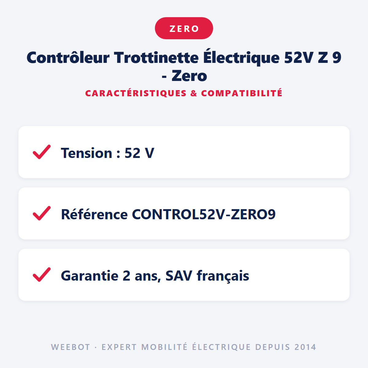 Contrôleur Trottinette Électrique 52V Z 9 - Zero : caractéristiques et compatibilité