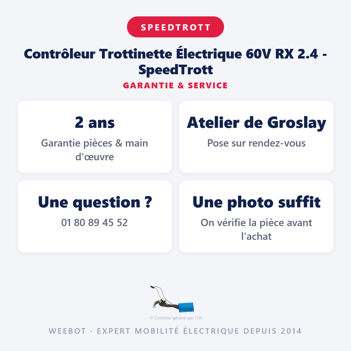 Contrôleur Trottinette Électrique 60V RX 2.4 - SpeedTrott : garantie 2 ans et service après-vente