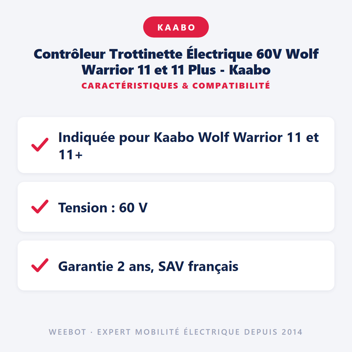 Contrôleur Trottinette Électrique 60V Wolf Warrior 11 et 11 Plus - Kaabo : caractéristiques et compatibilité
