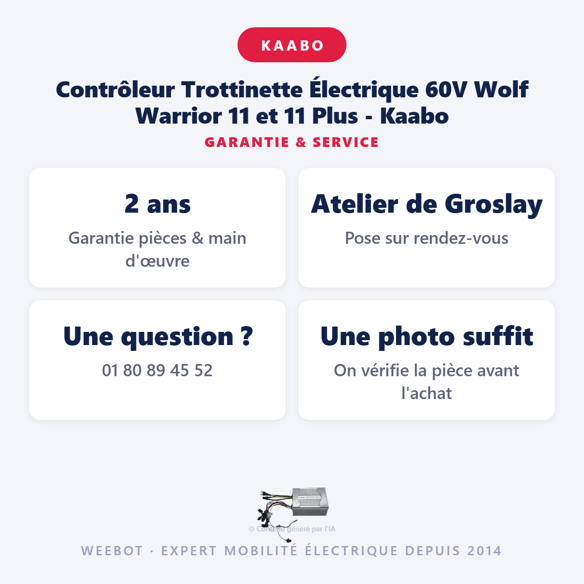 Contrôleur Trottinette Électrique 60V Wolf Warrior 11 et 11 Plus - Kaabo : garantie 2 ans et service après-vente