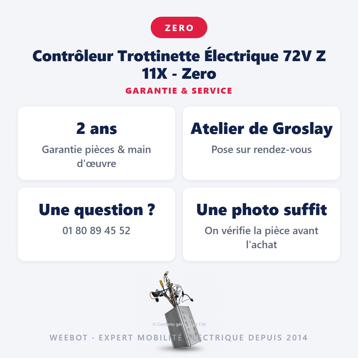 Contrôleur Trottinette Électrique 72V Z 11X - Zero : garantie 2 ans et service après-vente
