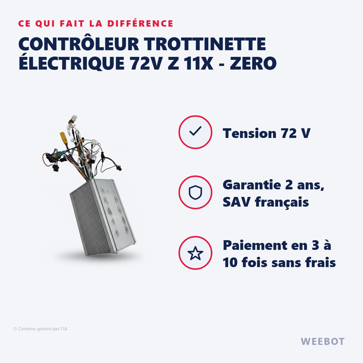 Contrôleur Trottinette Électrique 72V Z 11X - Zero : les points forts
