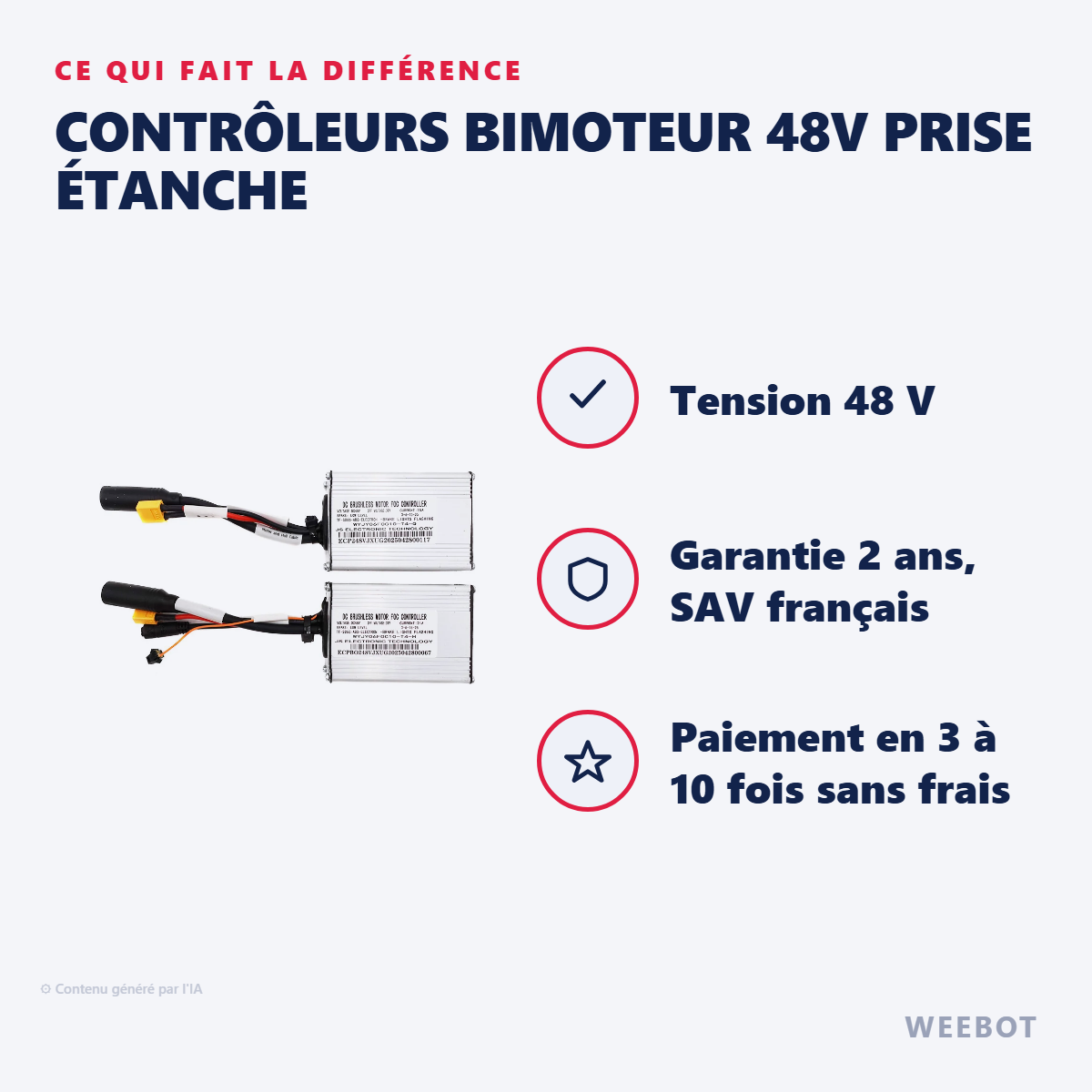 Contrôleurs Bimoteur 48V Prise Étanche : les points forts