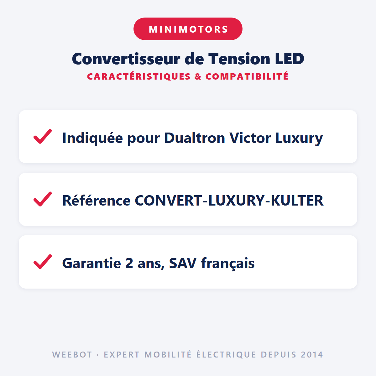 Convertisseur de Tension LED pour Trottinette Electrique Kulter et Victor Luxury - Weebot