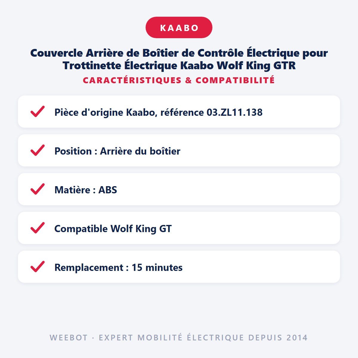 Couvercle Arrière de Boîtier de Contrôle Électrique pour Trottinette Électrique Kaabo Wolf King GTR - Weebot