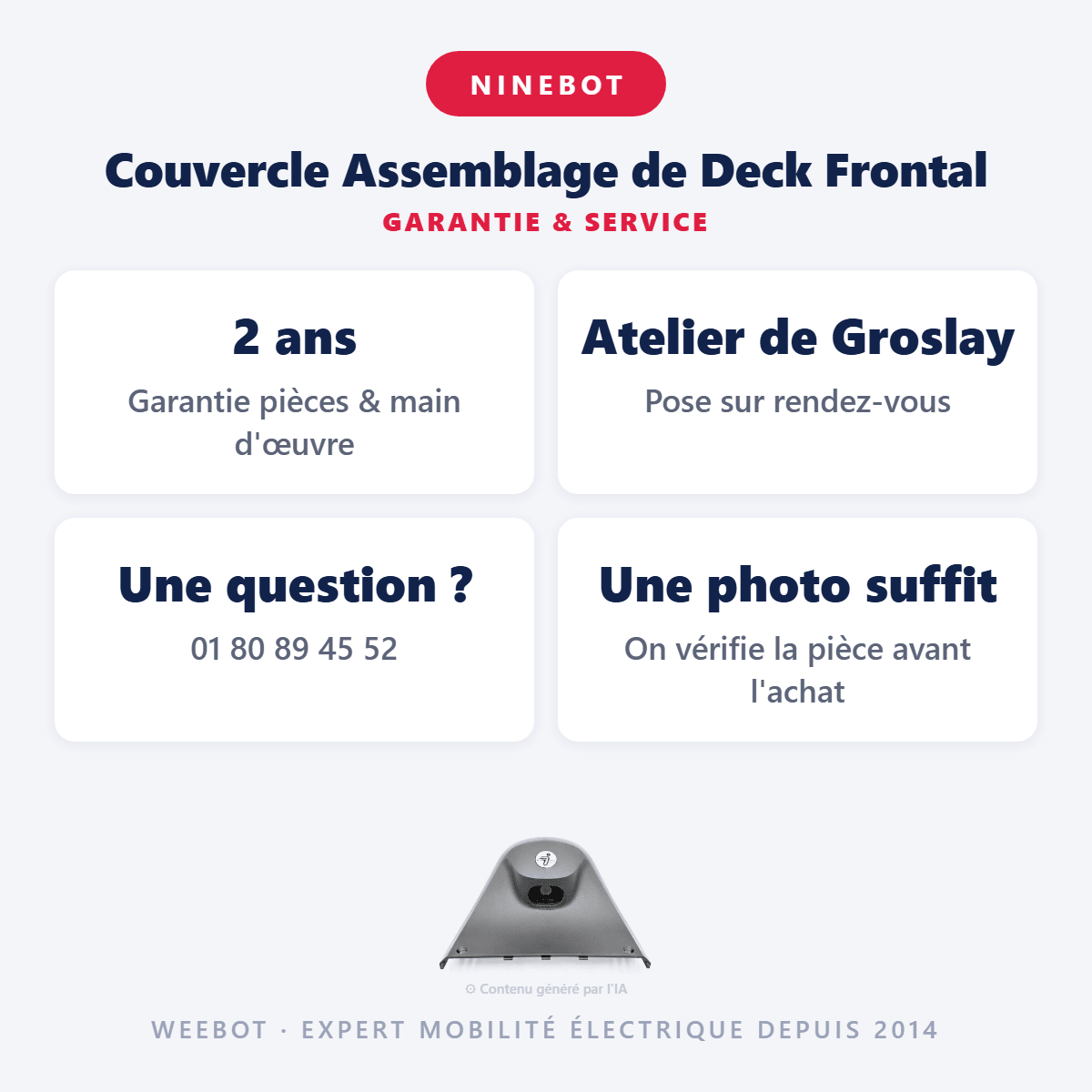 Couvercle Assemblage de Deck Frontal pour Trottinette Électrique Ninebot Segway F2 Pro - Weebot