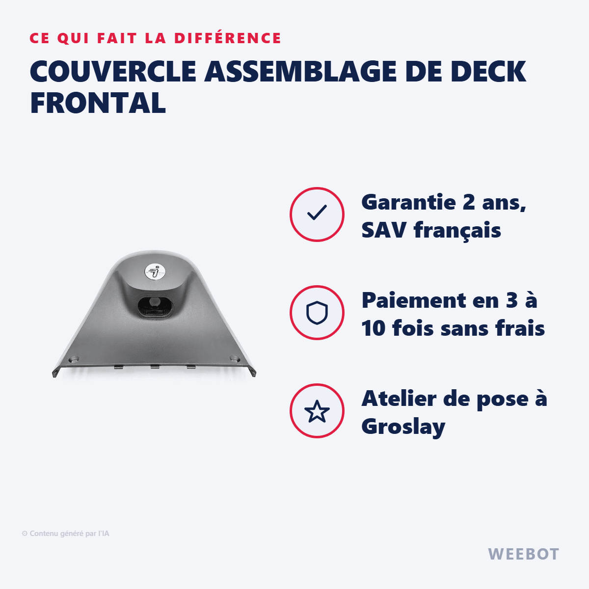Couvercle Assemblage de Deck Frontal pour Trottinette Électrique Ninebot Segway F2 Pro - Weebot