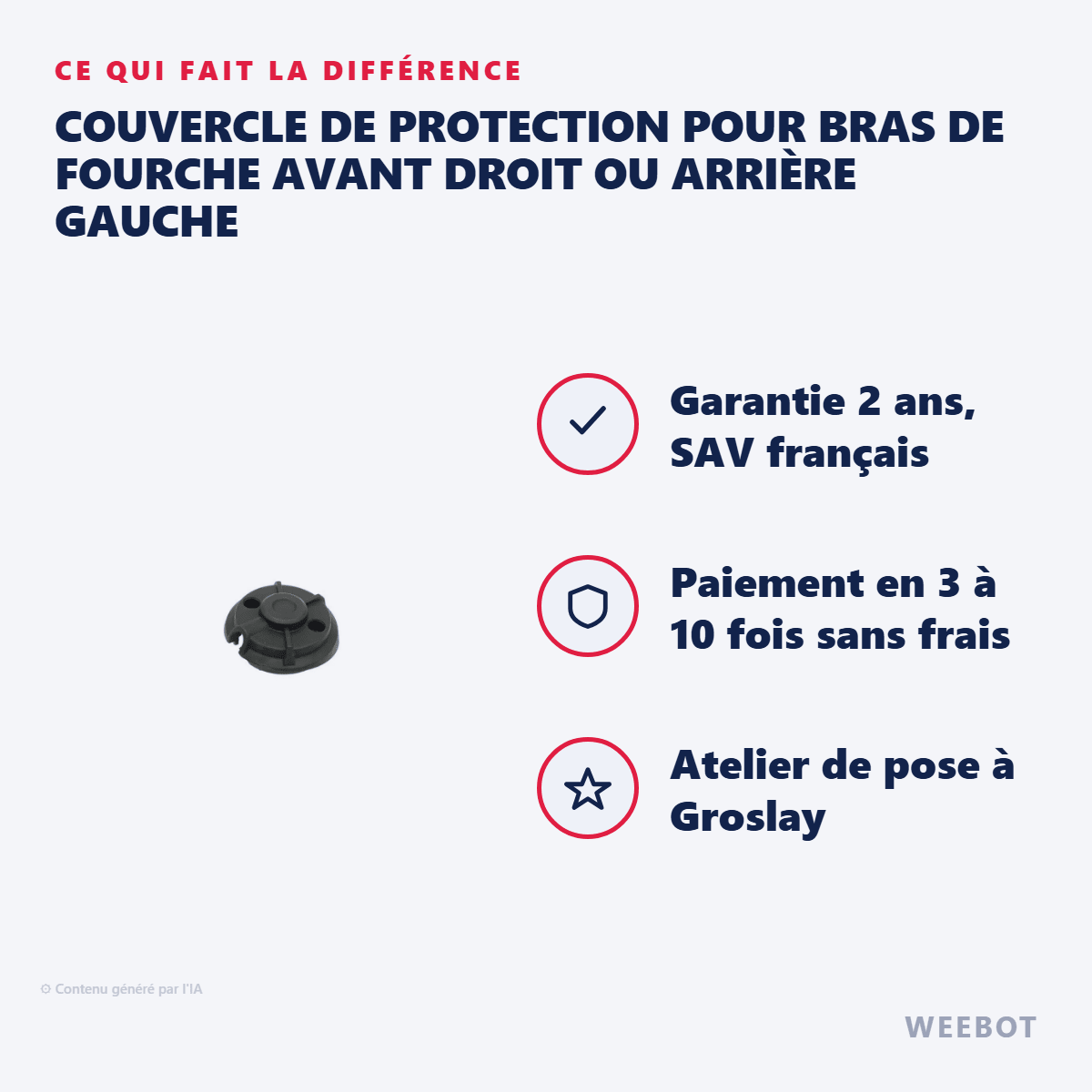 Couvercle de Protection pour Bras de Fourche Avant Droit ou Arrière Gauche pour Trottinette Electrique Dualtron Storm - Weebot