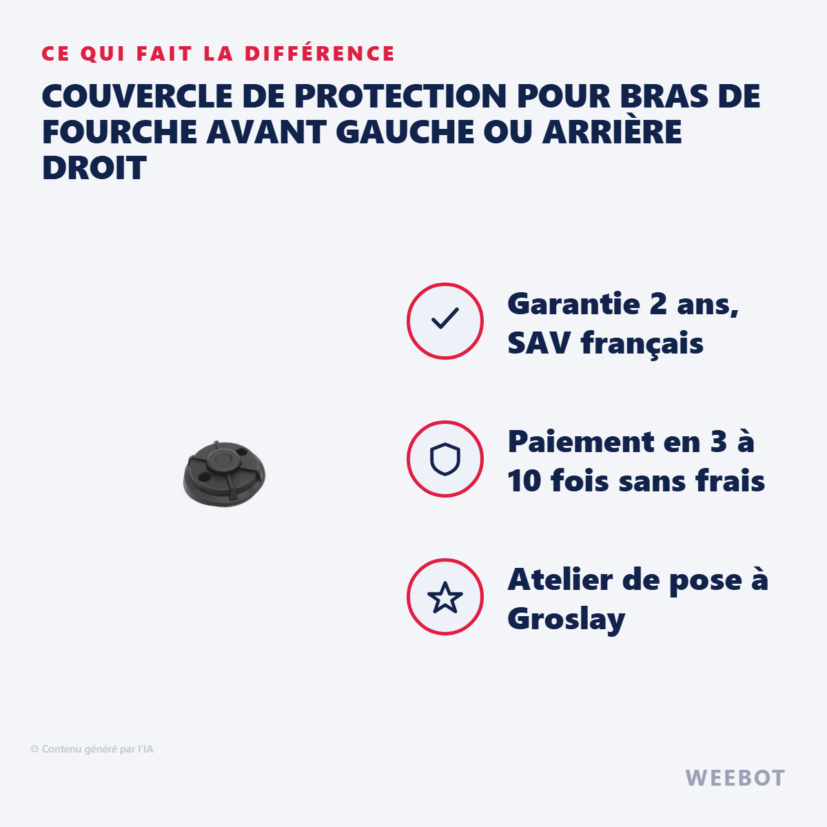 Couvercle de Protection pour Bras de Fourche Avant Gauche ou Arrière Droit pour Trottinette Electrique Dualtron Storm - Weebot