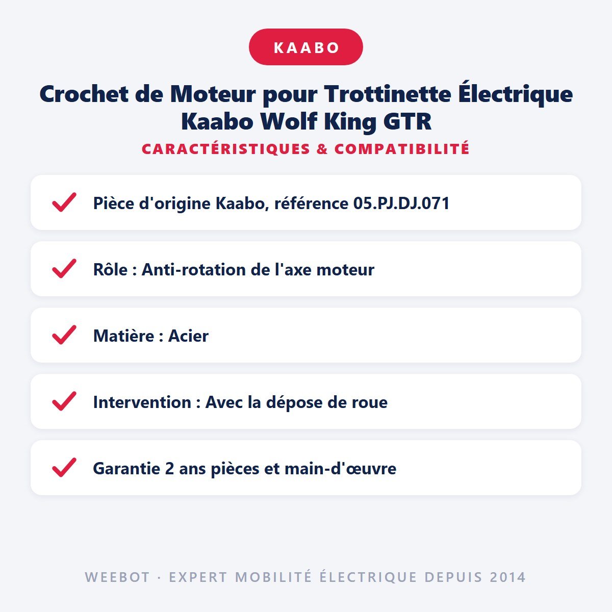 Crochet de Moteur pour Trottinette Électrique Kaabo Wolf King GTR - Weebot