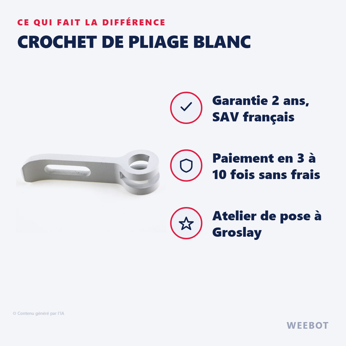 Crochet de Pliage Blanc : les points forts