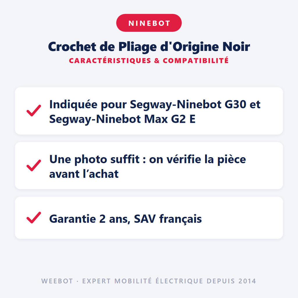 Crochet de Pliage Noir Segway-Ninebot G30 - Pas Cher