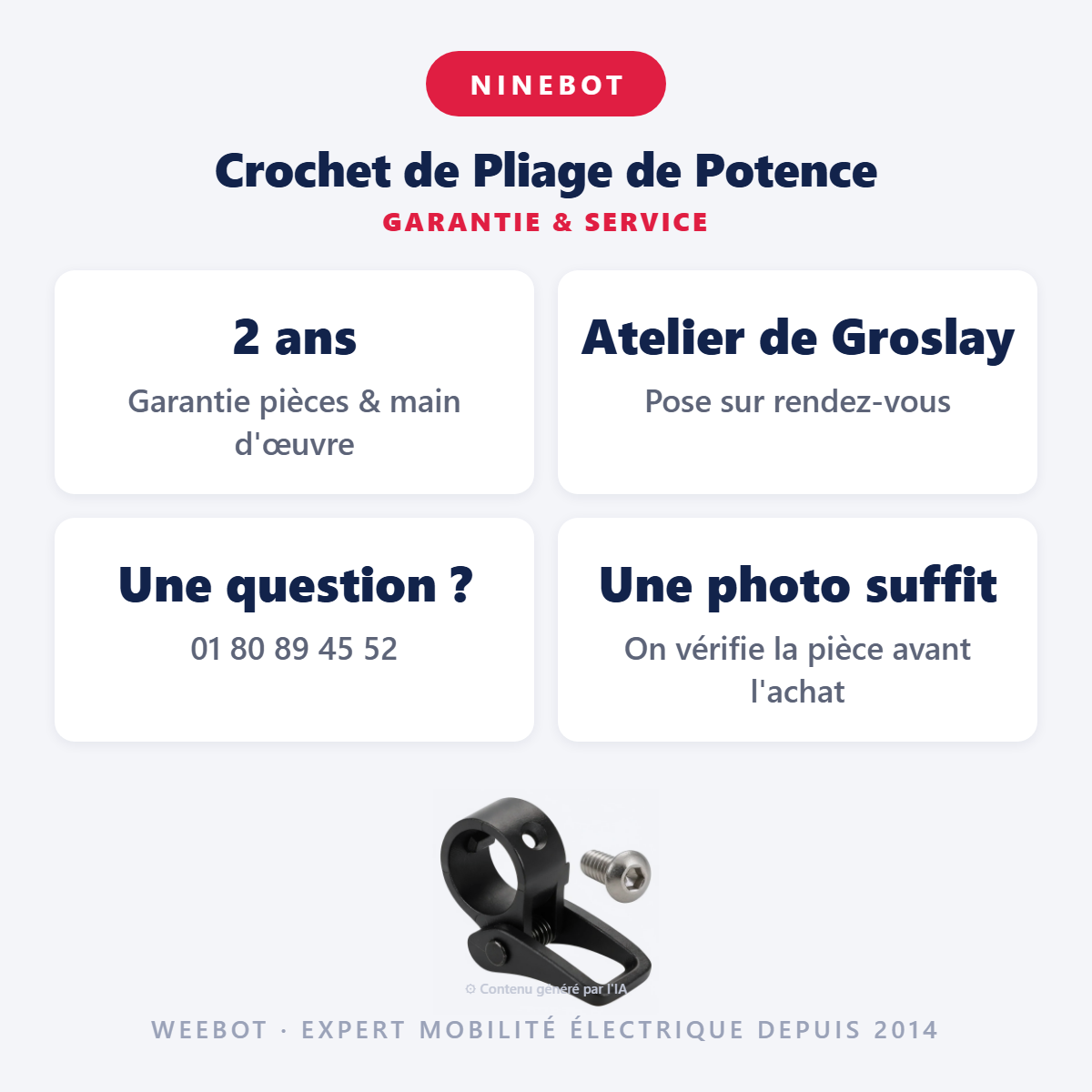 Crochet de Pliage de Potence : garantie 2 ans et service après-vente