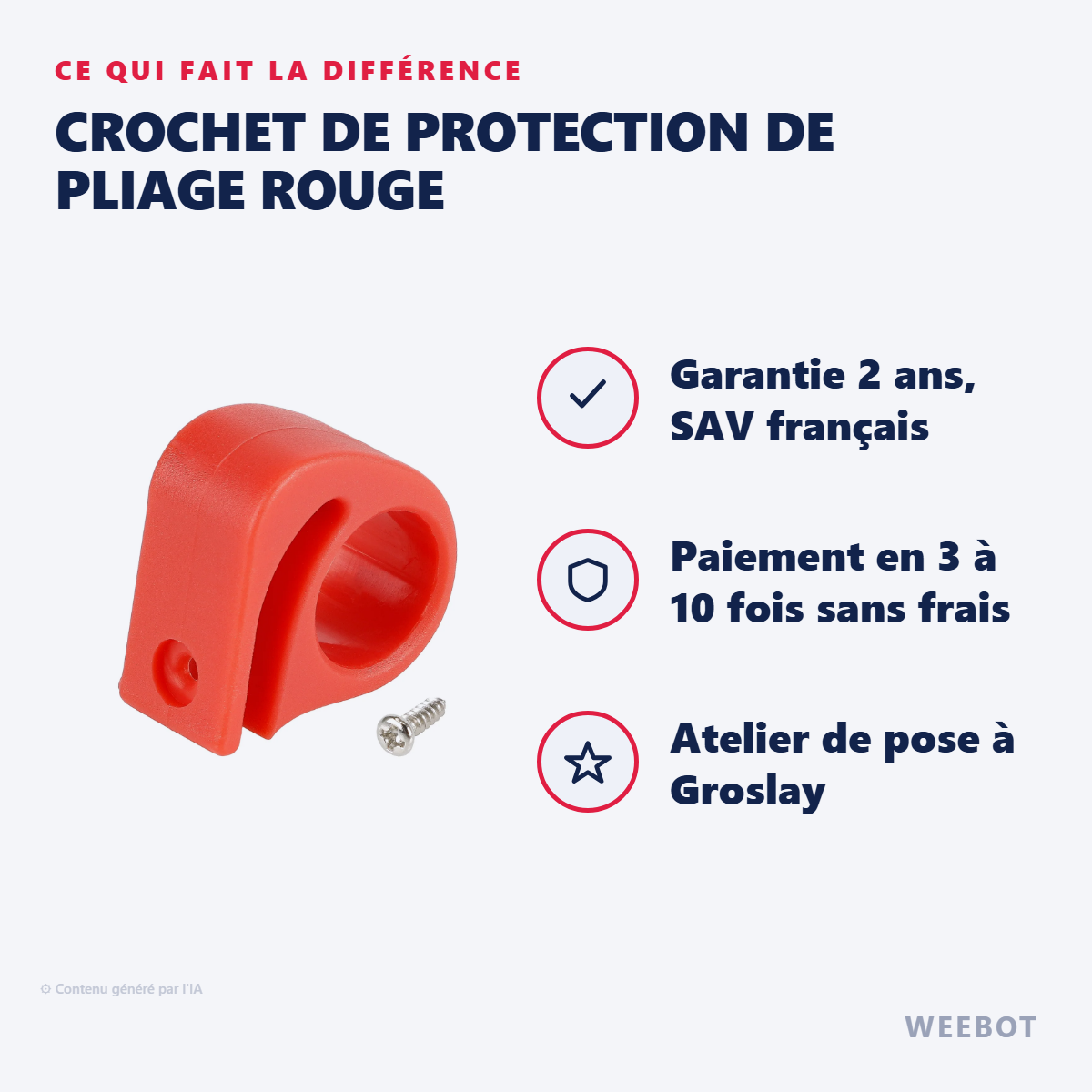Crochet de Protection de Pliage Rouge : les points forts