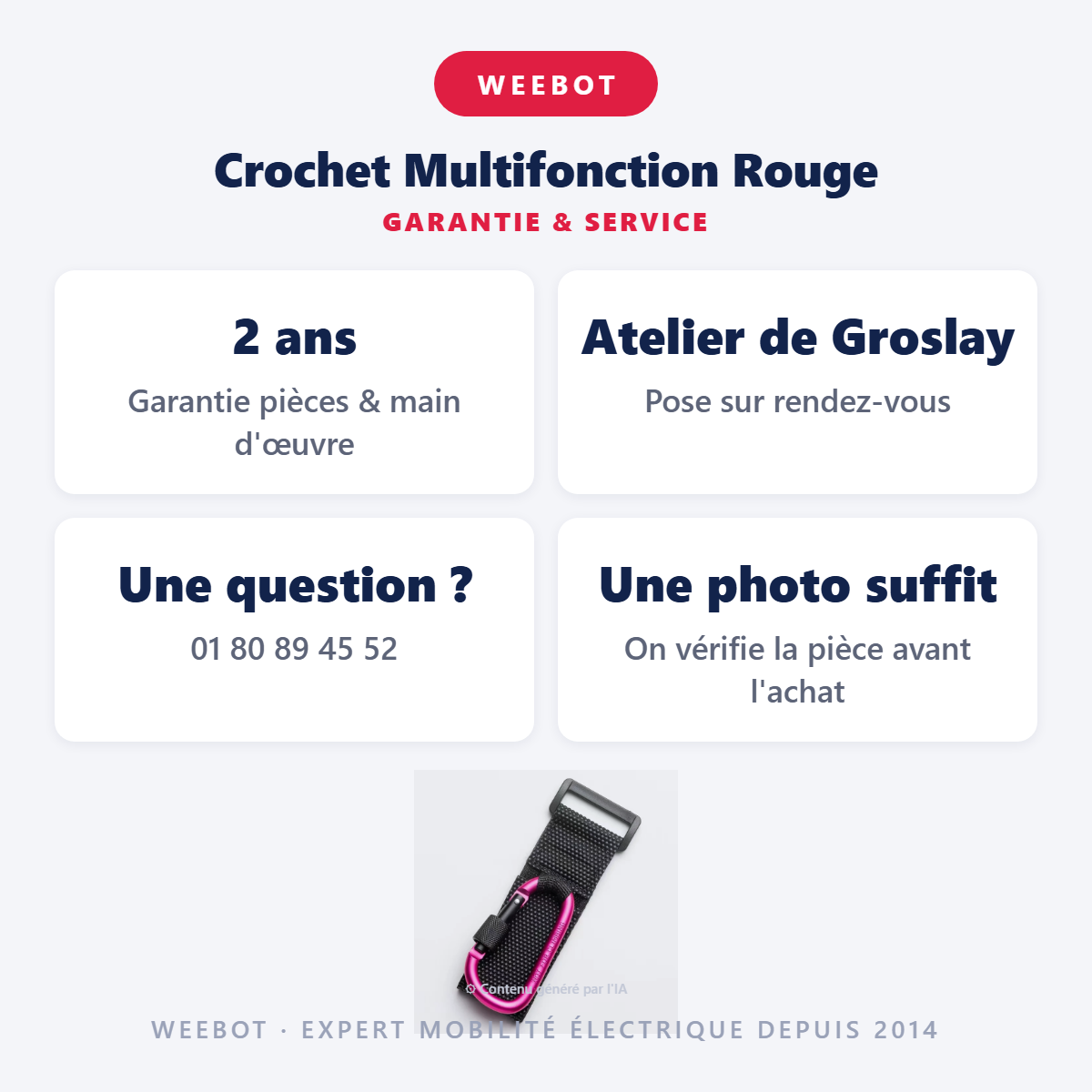 Crochet Multifonction Rouge : garantie 2 ans et service après-vente