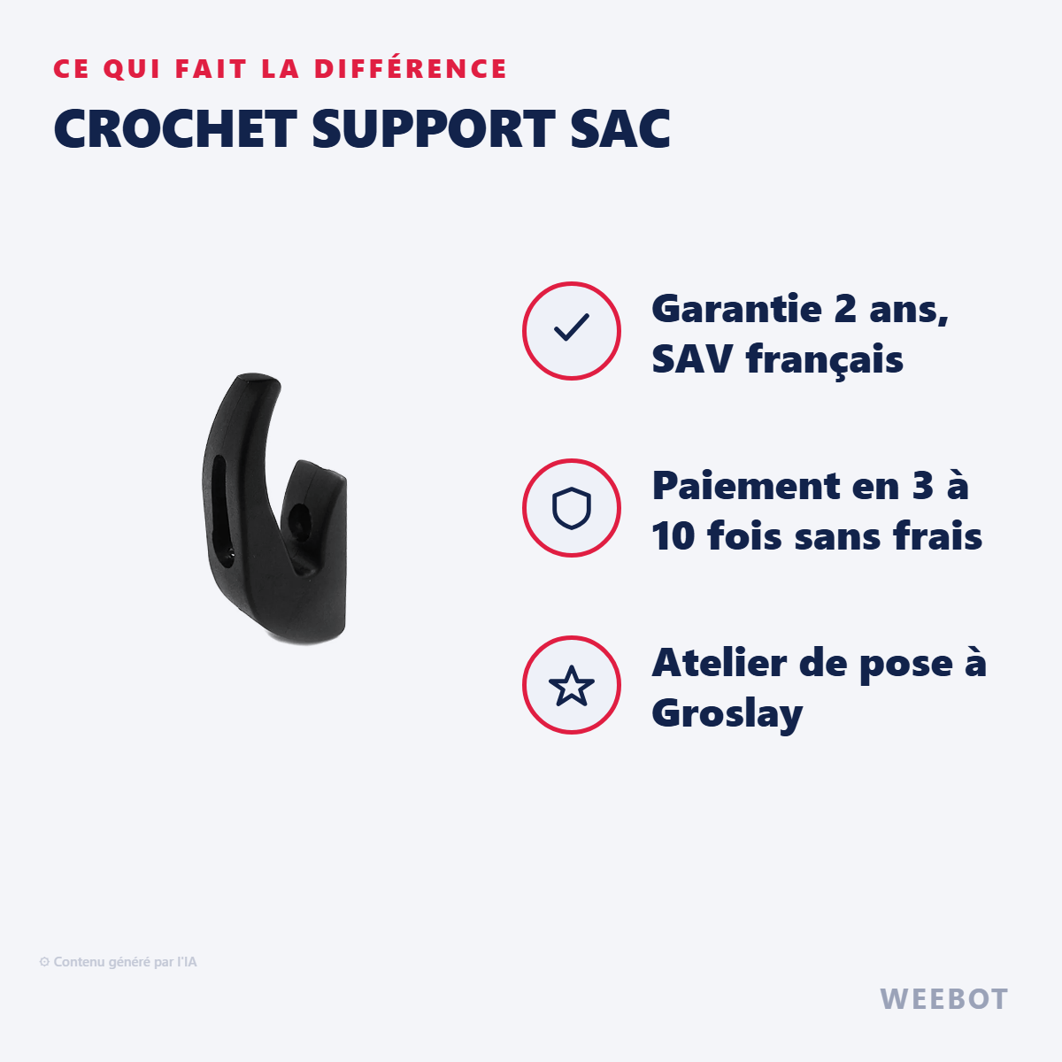 Crochet Support Sac : les points forts