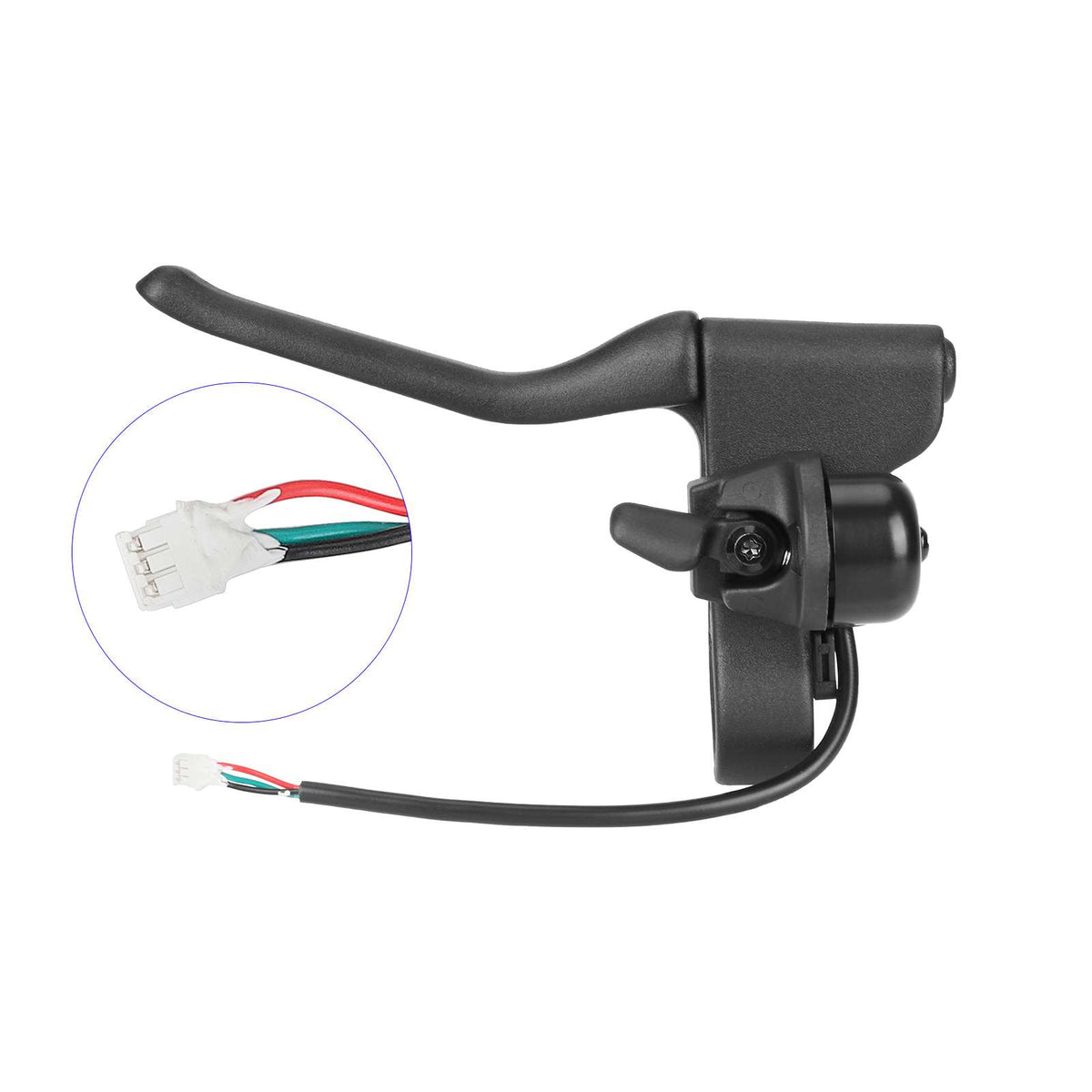 Poignée de frein gauche noire pour trottinette électrique avec sonnette et connecteur électrique