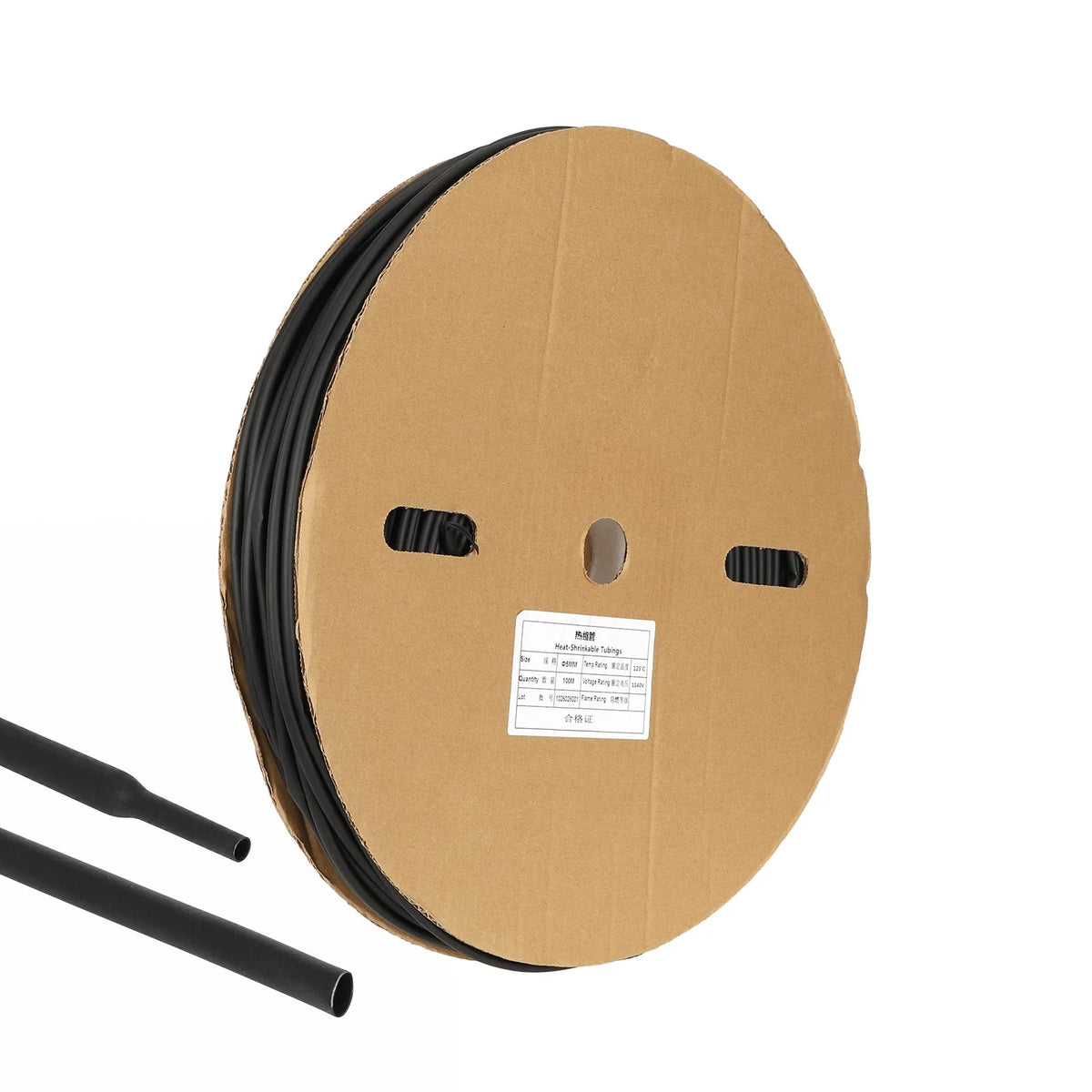 Rouleau de gaine thermorétractable noire de 5 mm