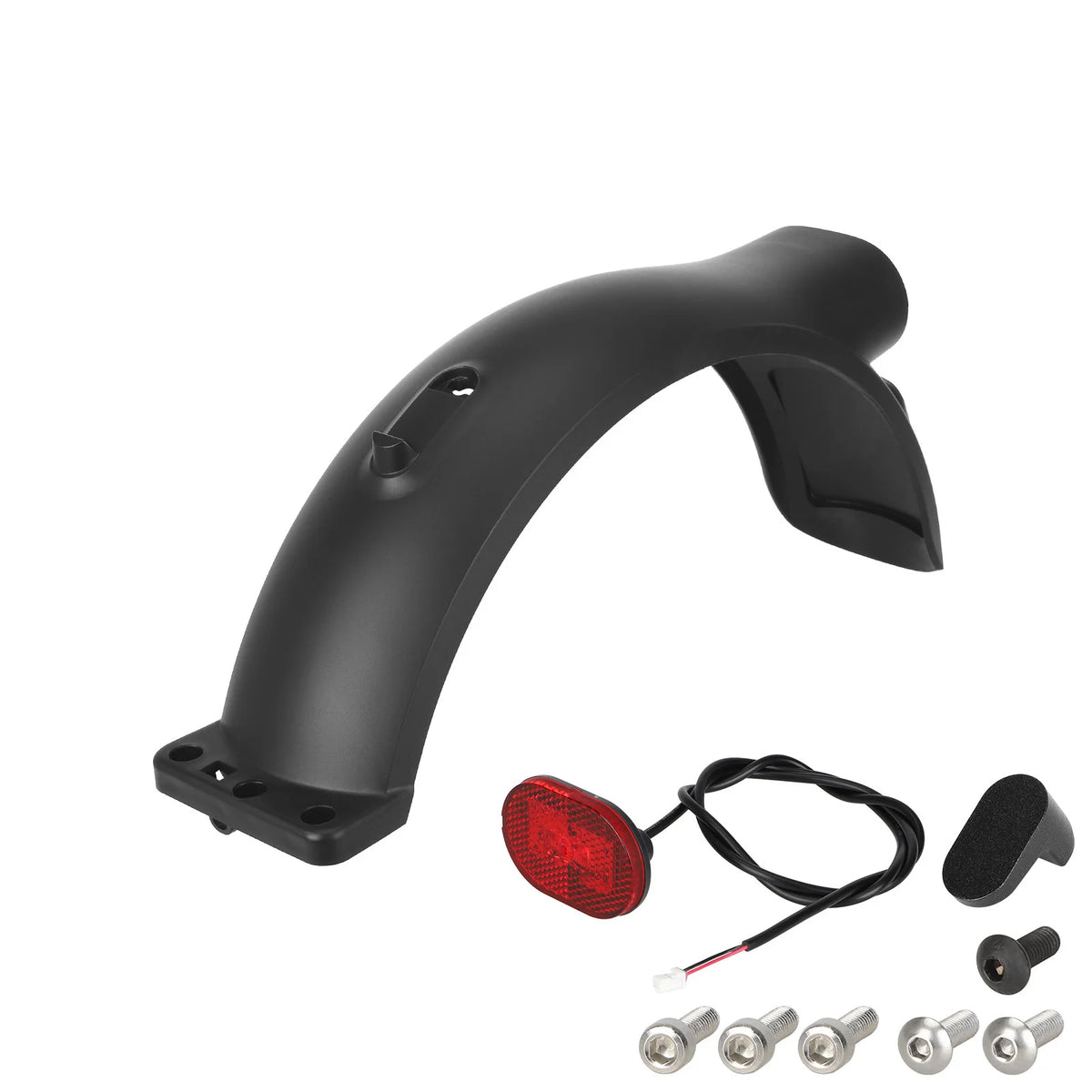 Garde-boue arrière noir avec son feu arrière et kit de vis de fixation