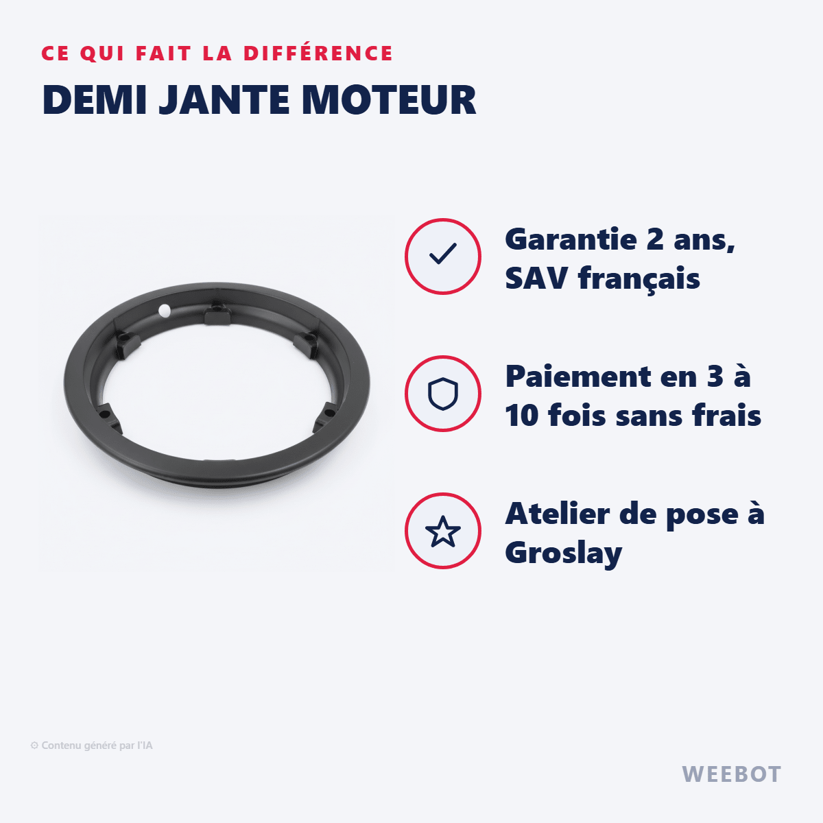 Demi Jante Moteur pour Trottinette Électrique Teverun Blade Pro - Weebot