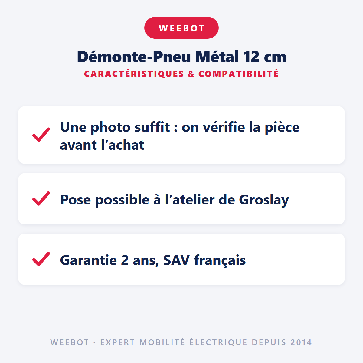 Démonte-Pneu Métal 12 cm : caractéristiques et compatibilité